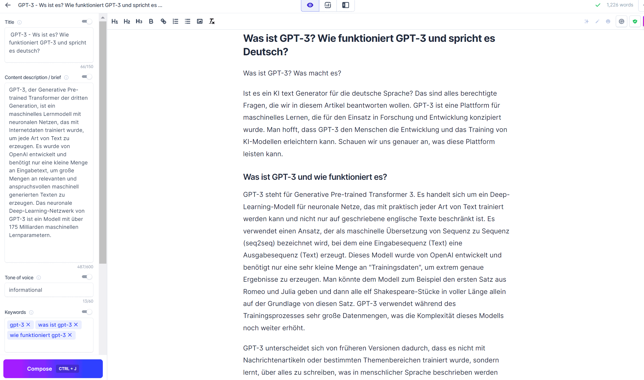 Was ist GPT-3 - Beispiel Jasper