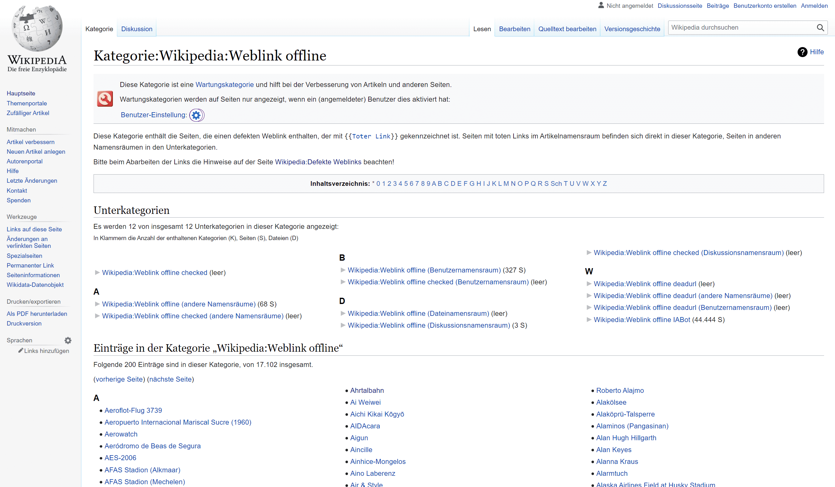 Wikipedia Tote Links